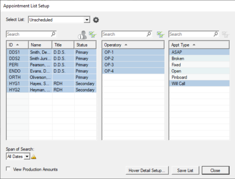 Creating Custom Appointment Book Lists | Dentrix Canada